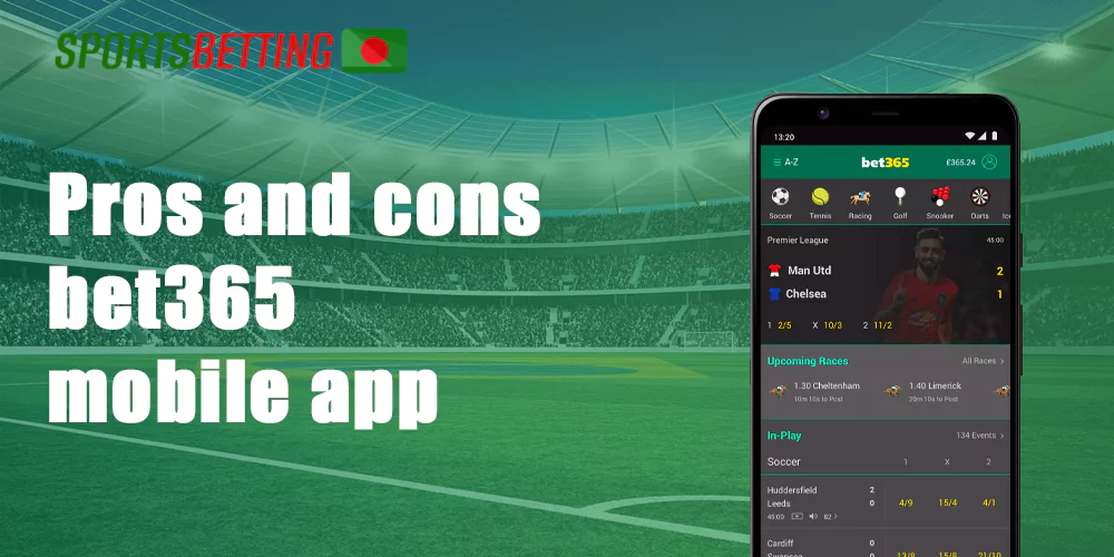 All the advantages and disadvantages of the Bet365 app.