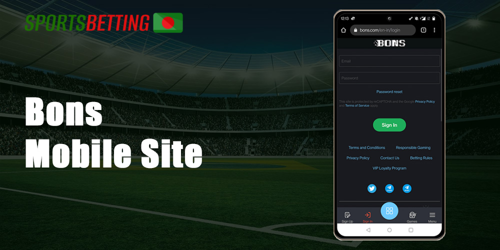 Bons bookmaker lets all players use the mobile version of their website