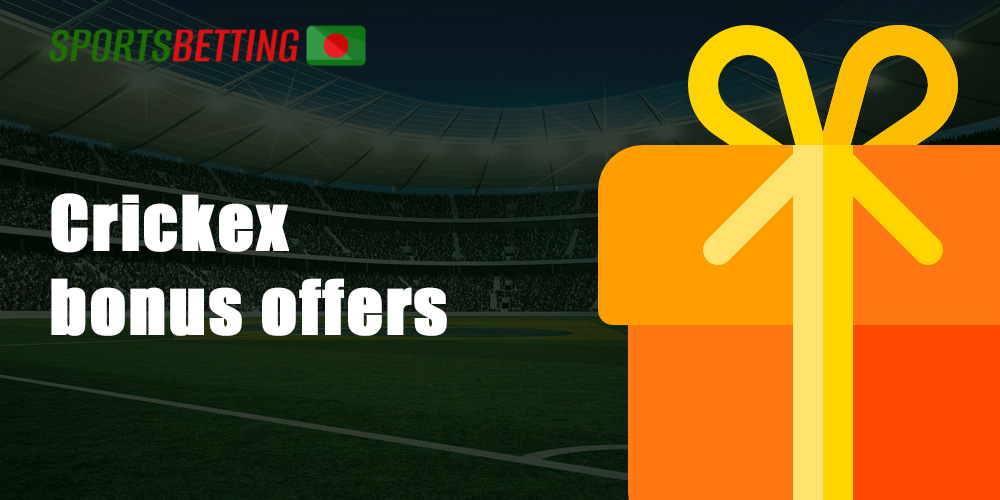 There are three betting-related promotions and four for online casinos on the Crickex official site