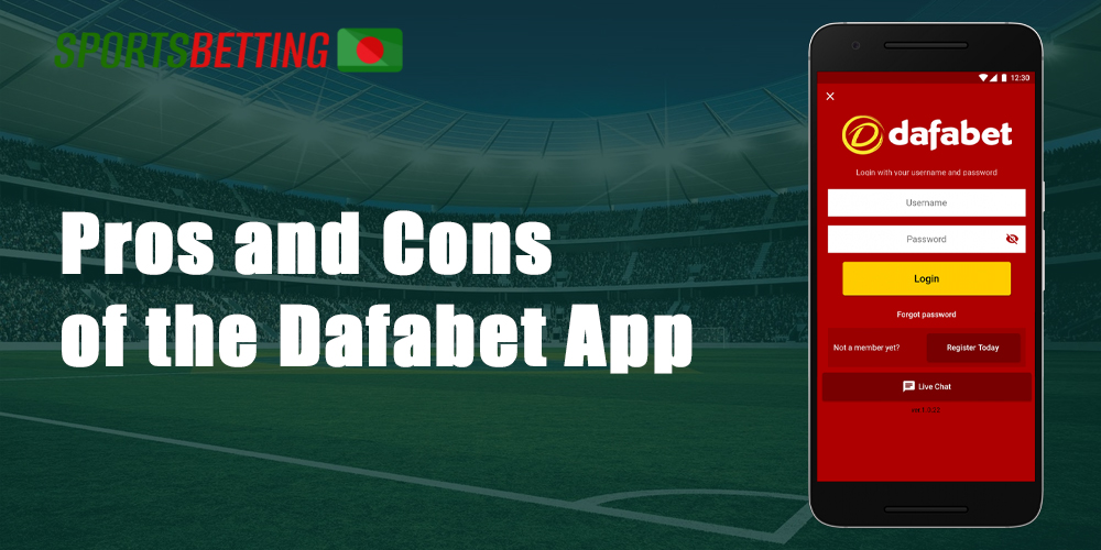 The positive and negative features of the Dafabet app.