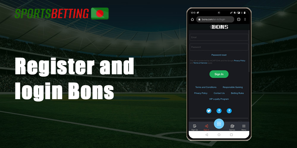 How to create an account and login to Bons bookmaker website