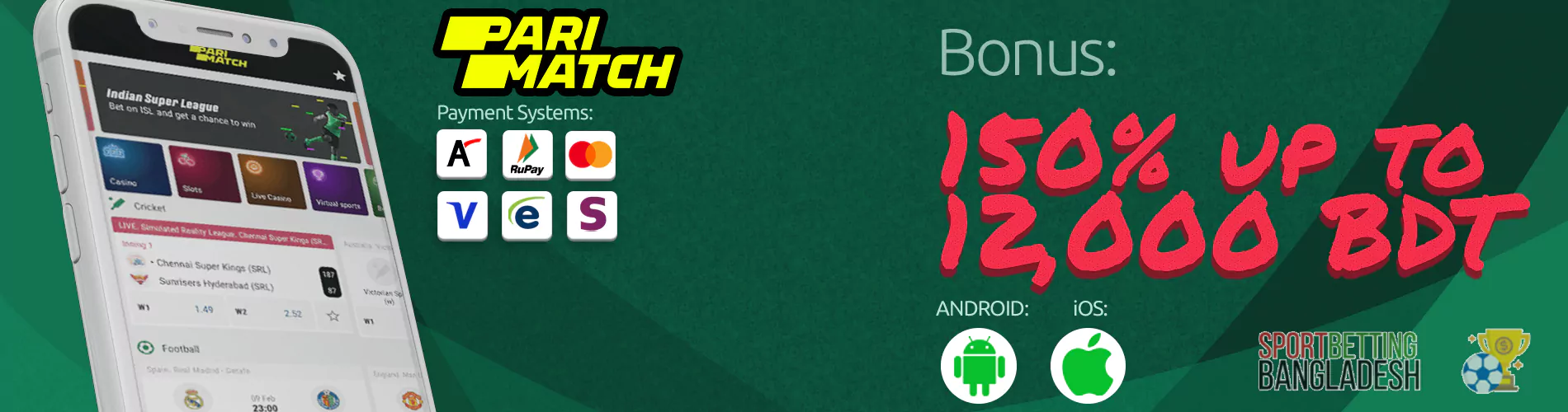 Parimatch Bangladesh app: payment systems, available platforms, welcome bonus.