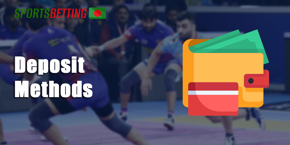 All avaliable deposit methods on the Kabaddi betting sites