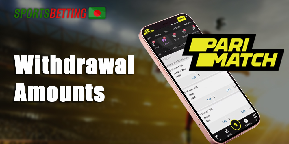 Minimum amount for withdrawing money on the Parimatch bookmaker's website