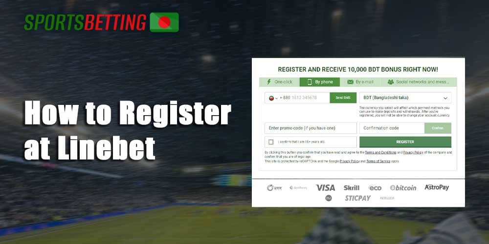 A step-by-step instruction on how to create an account on Linebet