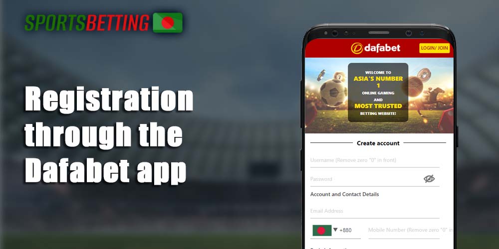 How to create a new Dafabet account via the mobile app 