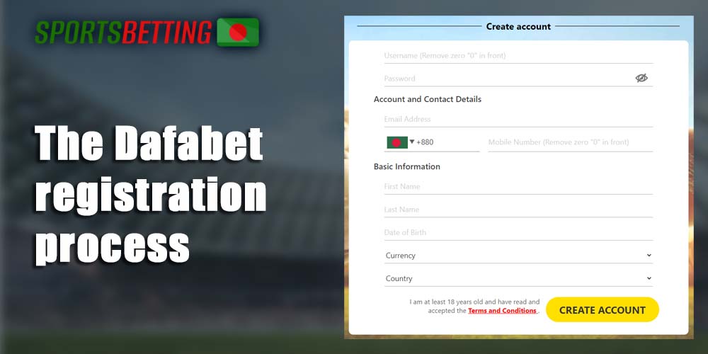 Creating a new Dafabet account