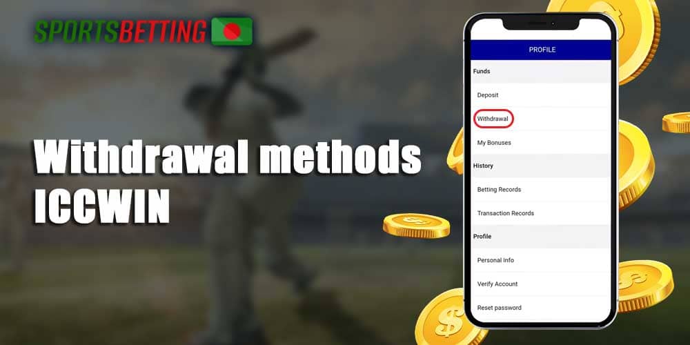Available payment methods to withdraw funds ICCWIN