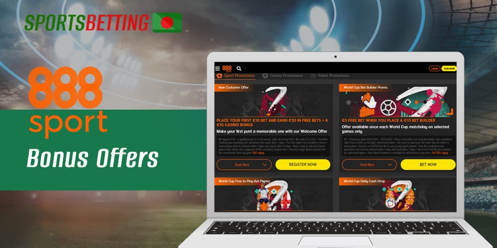 What bonuses 888sport offers to new and already registered users