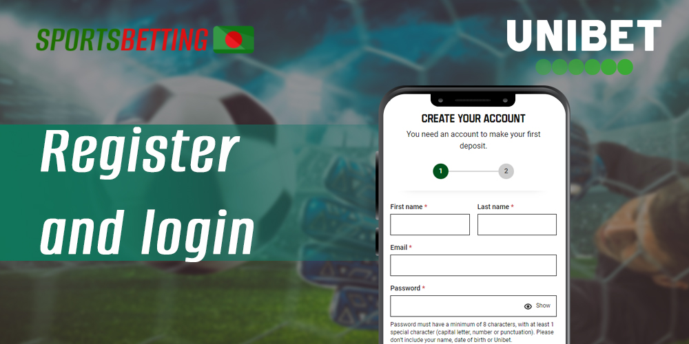 Step-by-step instructions for creating a new Unibet account and logging in