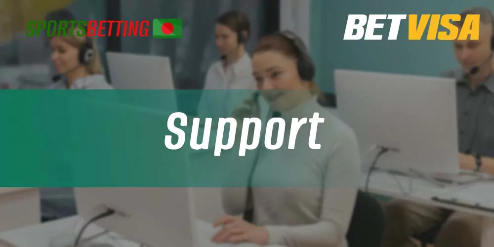 Available methods to contact the support team Betvisa