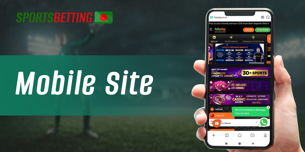 Features of the mobile version of the Fairplay website for Bangladeshi users