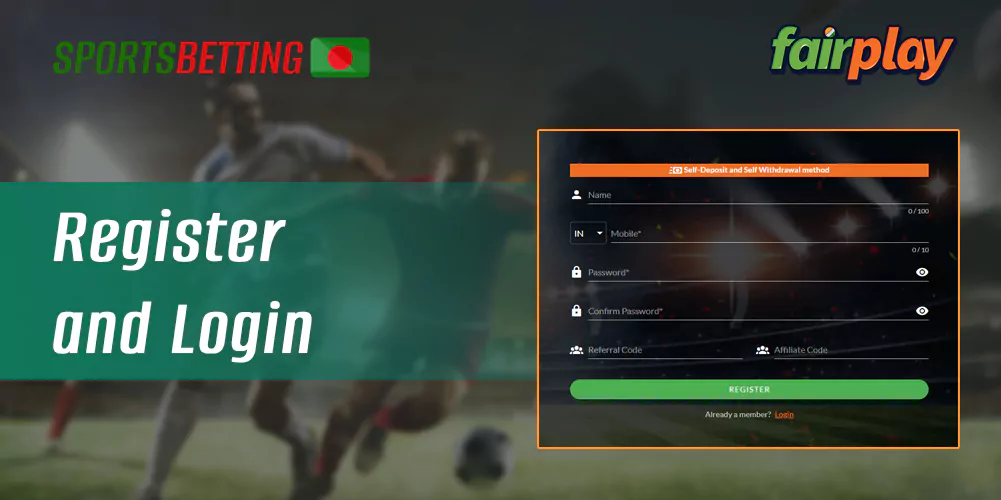 The registration process at Fairplay. club step by step for Bangladeshi users