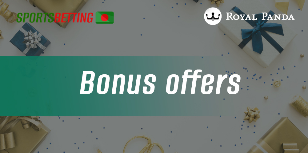Table with bonuses and promotions available on Royal Panda website