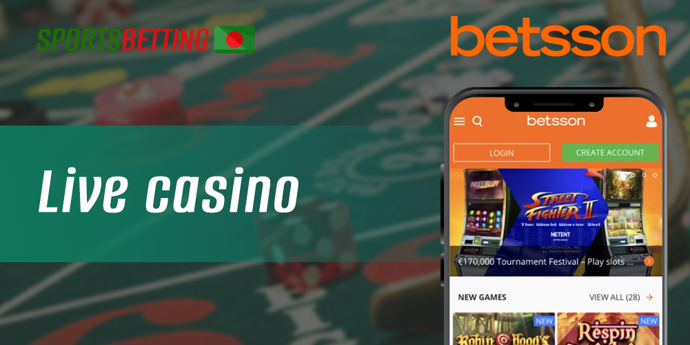 How to start playing the live casino section of Betsson online casino