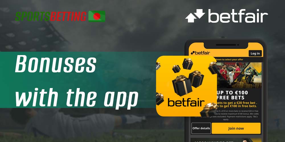 What bonuses are available on the Betfair mobile app 