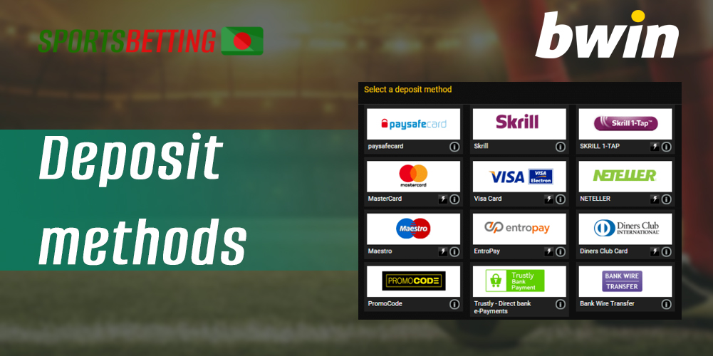 Which payment methods can be used to make a deposit at Bwin