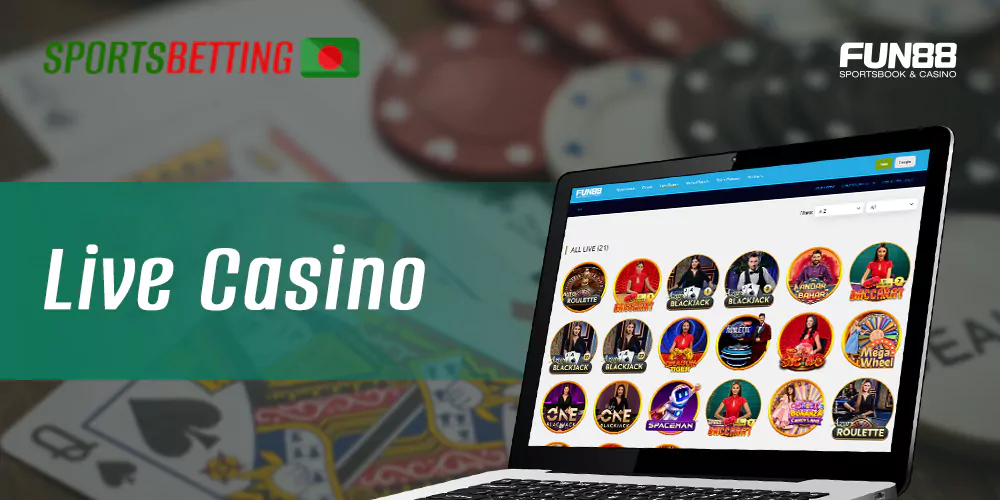 Games available in the live casino section of the site Fun88