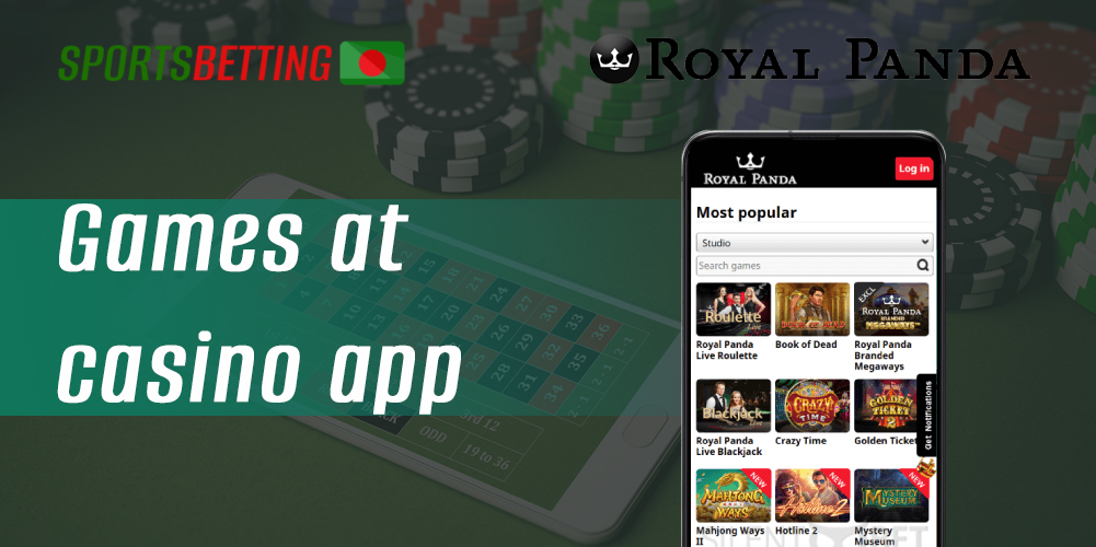 Casino games available to Bangladeshi users in Royal Panda