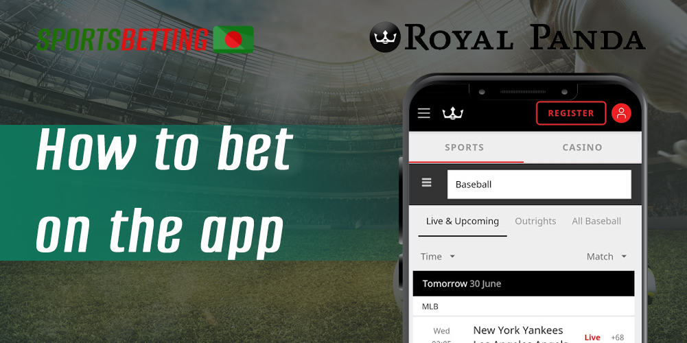 Step-by-step instructions on how to start betting on sports in Royal Panda app