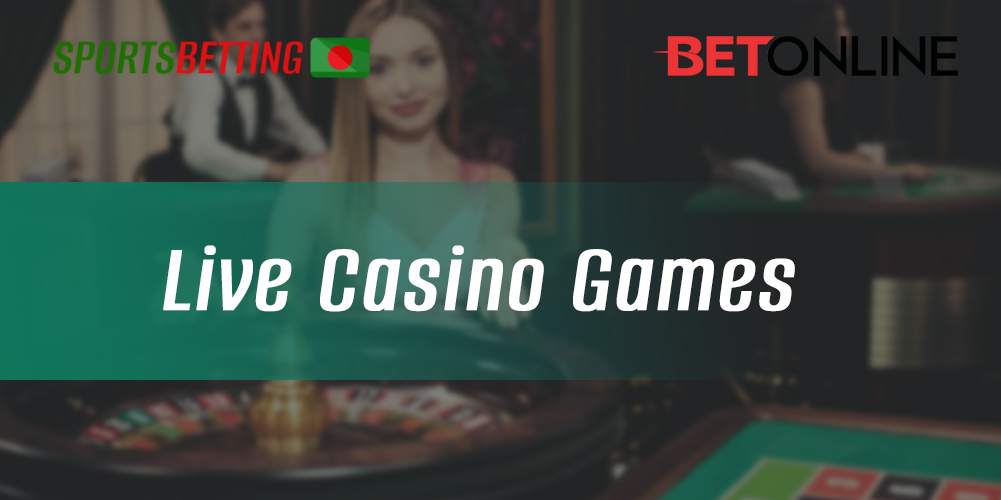 What games in the live casino section are available to players in the BetOnline app 
