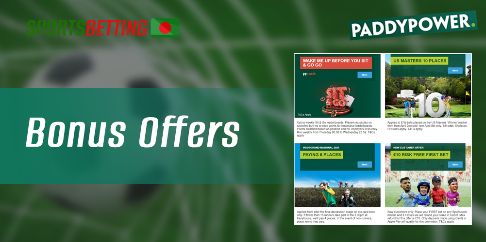 What bonuses Paddy Power offers to Bangladeshi users