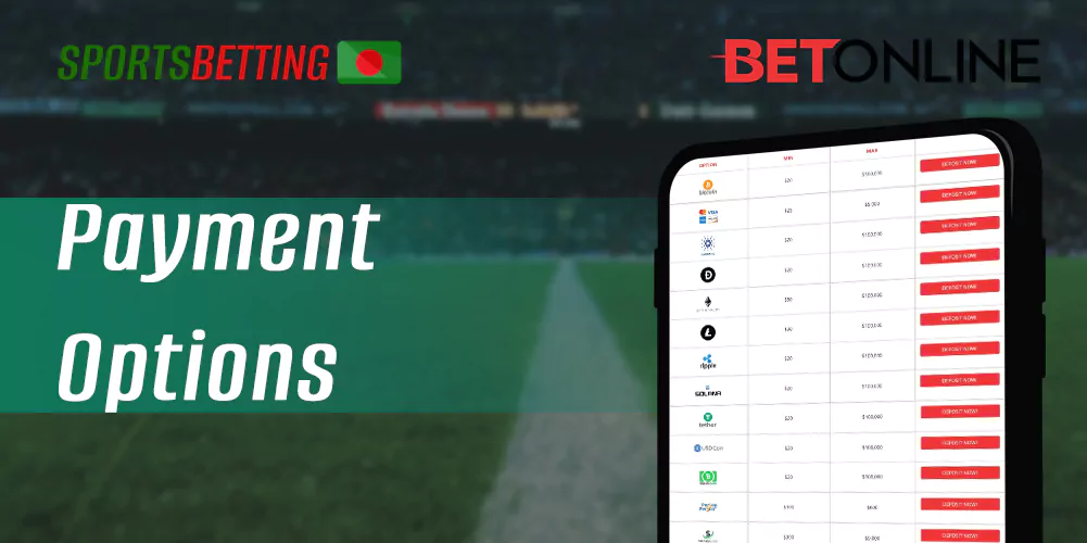 Which payment methods are available to Bangladeshi players in the BetOnline app