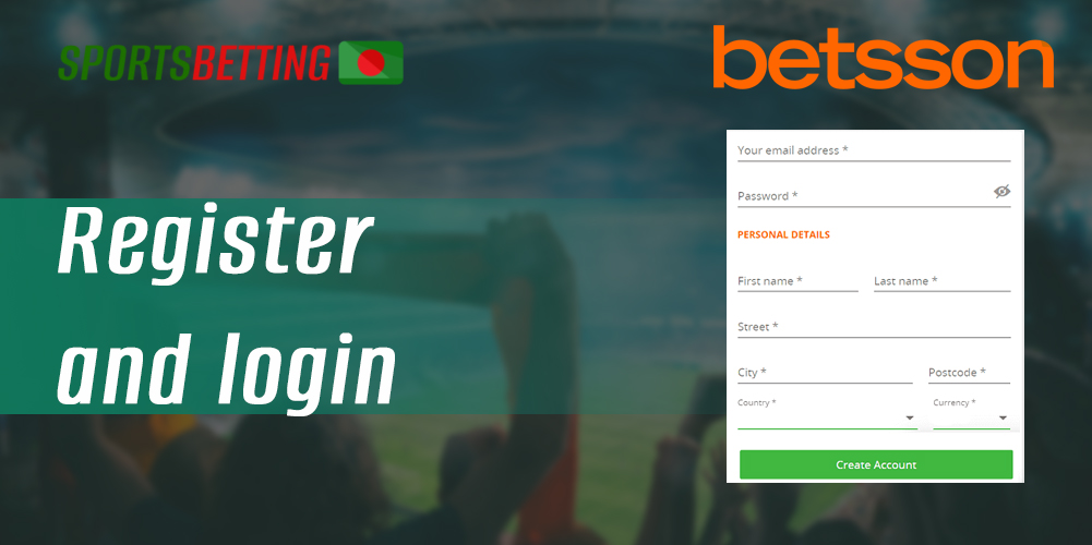 Instructions for registering a new account at Betsson