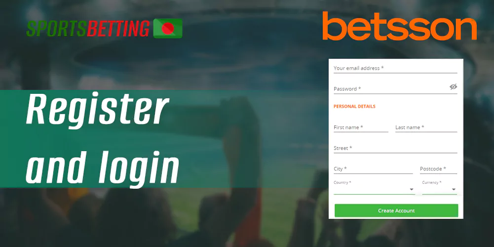 Instructions for registering a new account at Betsson