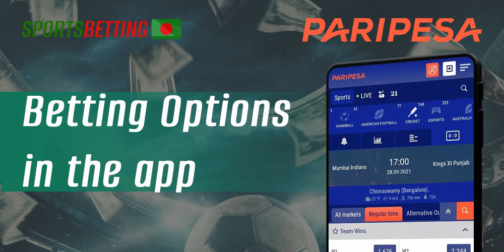 What betting options are available for PariPesa app users in the app