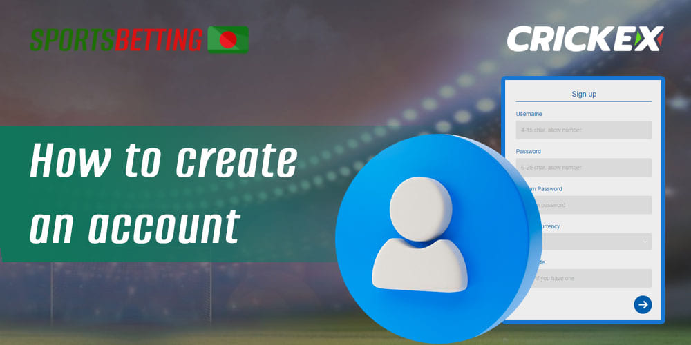 Step-by-step instructions on how to create a new account on the Crickex bookmaker website 