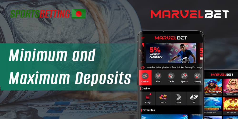 MarvelBet minimum and maximum deposit amounts