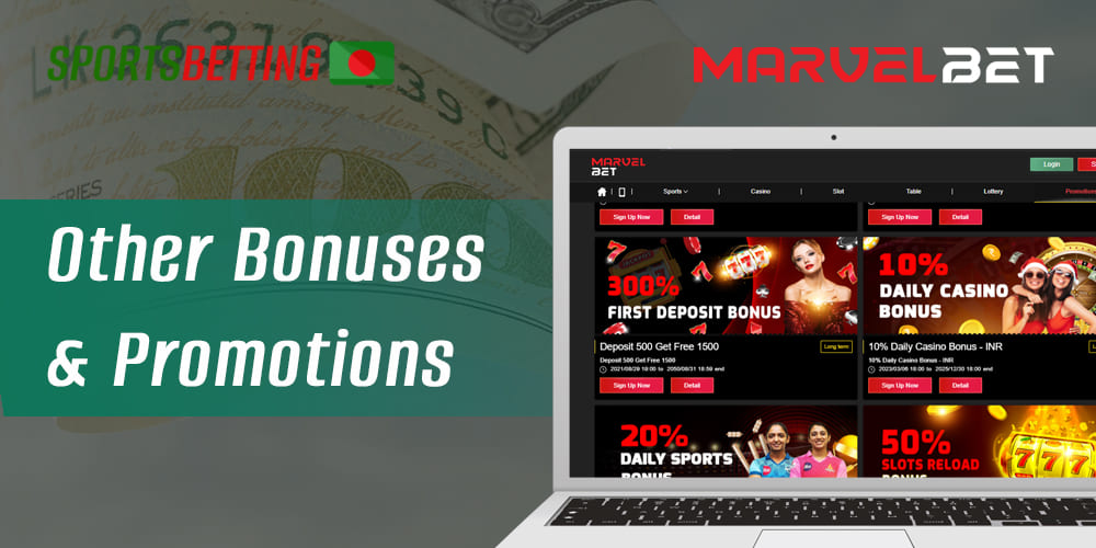 Other MarvelBet promotions and bonuses for Bangladeshi customers