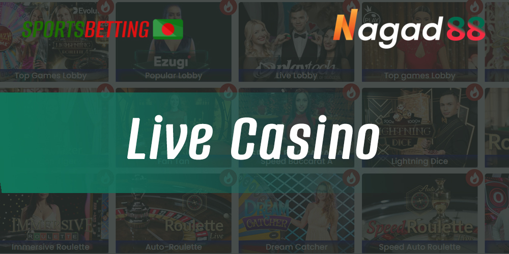 Description of games in the live casino section at Nagad88