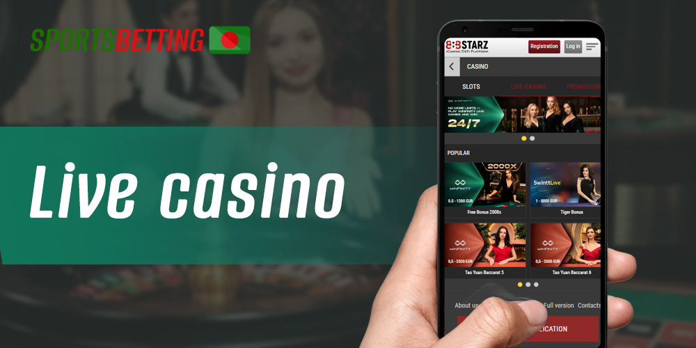 Games available in the live casino section for casino fans at 888starz