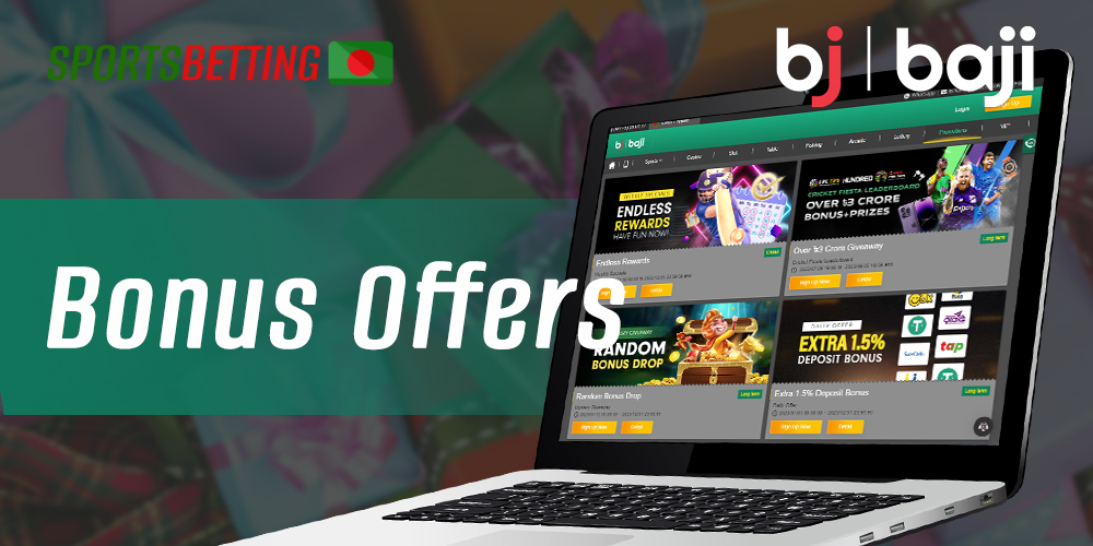 Table with bonuses available to Baji users from Bangladesh