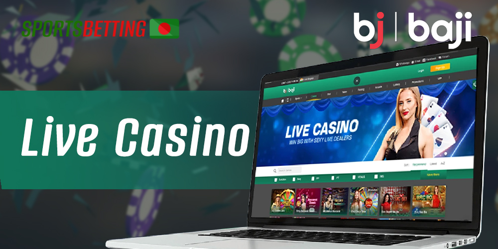 Features of live casino games section on Baji site