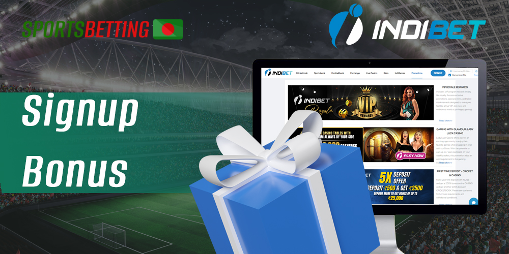 Bonuses available to Indibet users when registering a new account