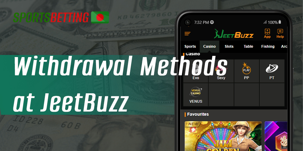 Methods available for withdrawal in JeetBuzz App