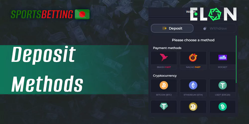 Methods for making a deposit to Elonbet Bangladesh site