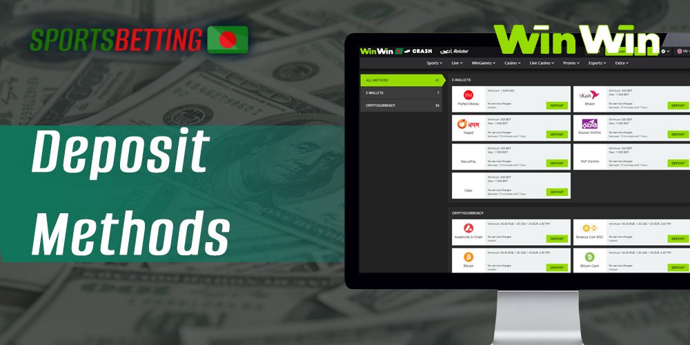 Available deposit methods at WinWin bet Bangladesh