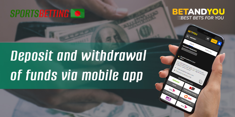 Payment methods in Betandyou mobile application of bookmaker Betandyou Bangladesh