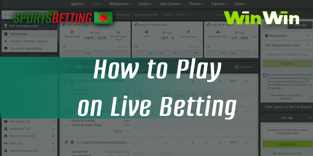 Instructions to start betting on live events at WinWin bet Bangladesh