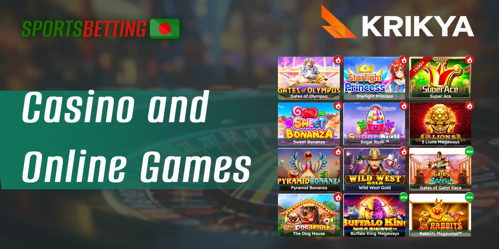 Casino games featured on Krikya Bangladeshi site