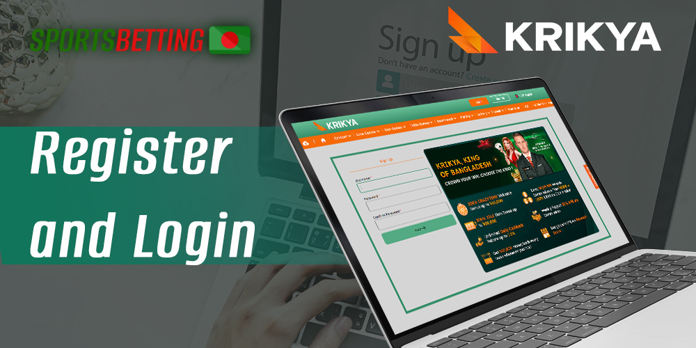 Registration of a new account on the site of bookmaker Krikya
