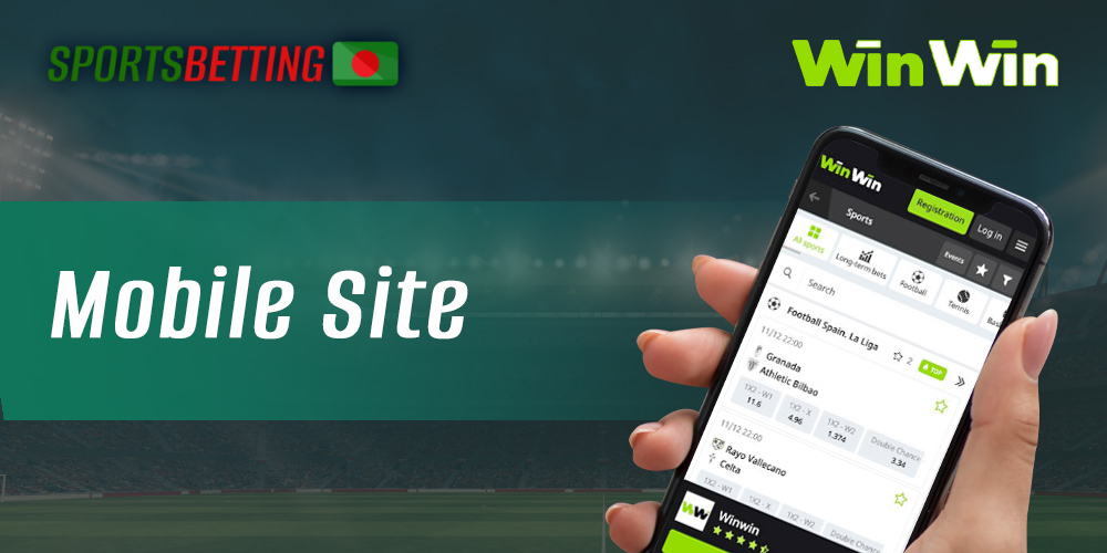 Features of mobile version of WinWin Bangladesh bookmaker's website