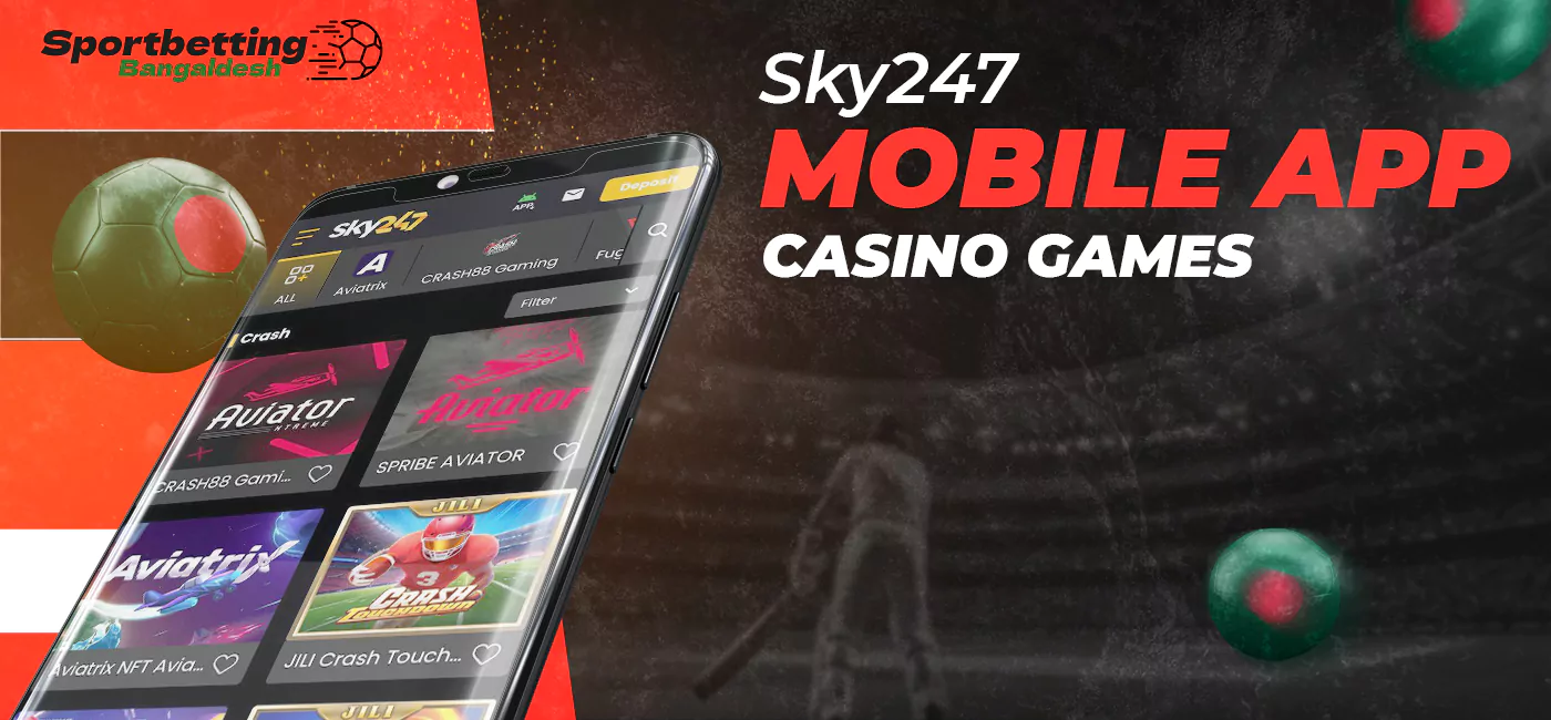 Games and providers available in the Sky247 app casino section