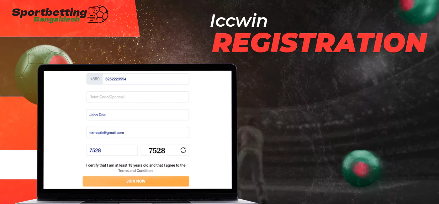 Registering a new account on Iccwin