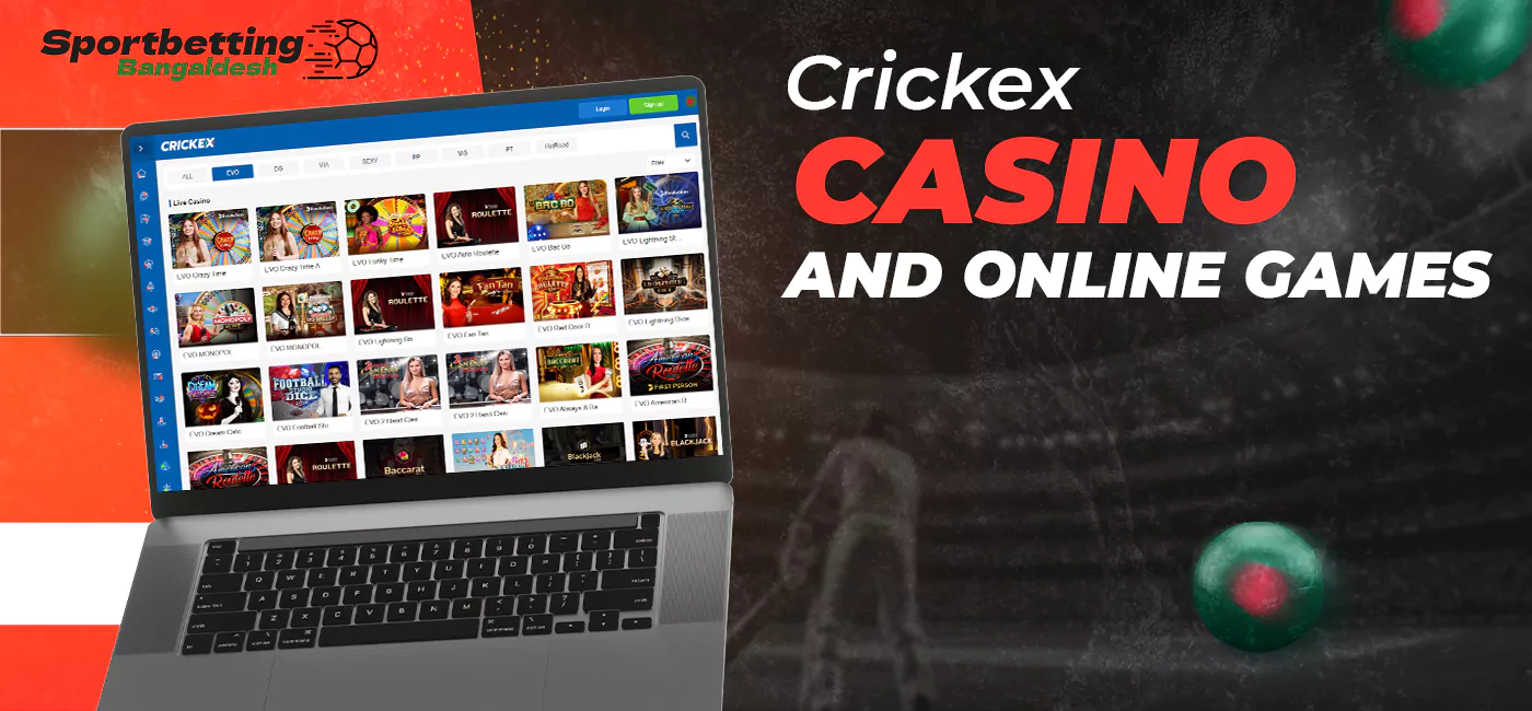 Online casino gaming services on Crickex Bangladesh