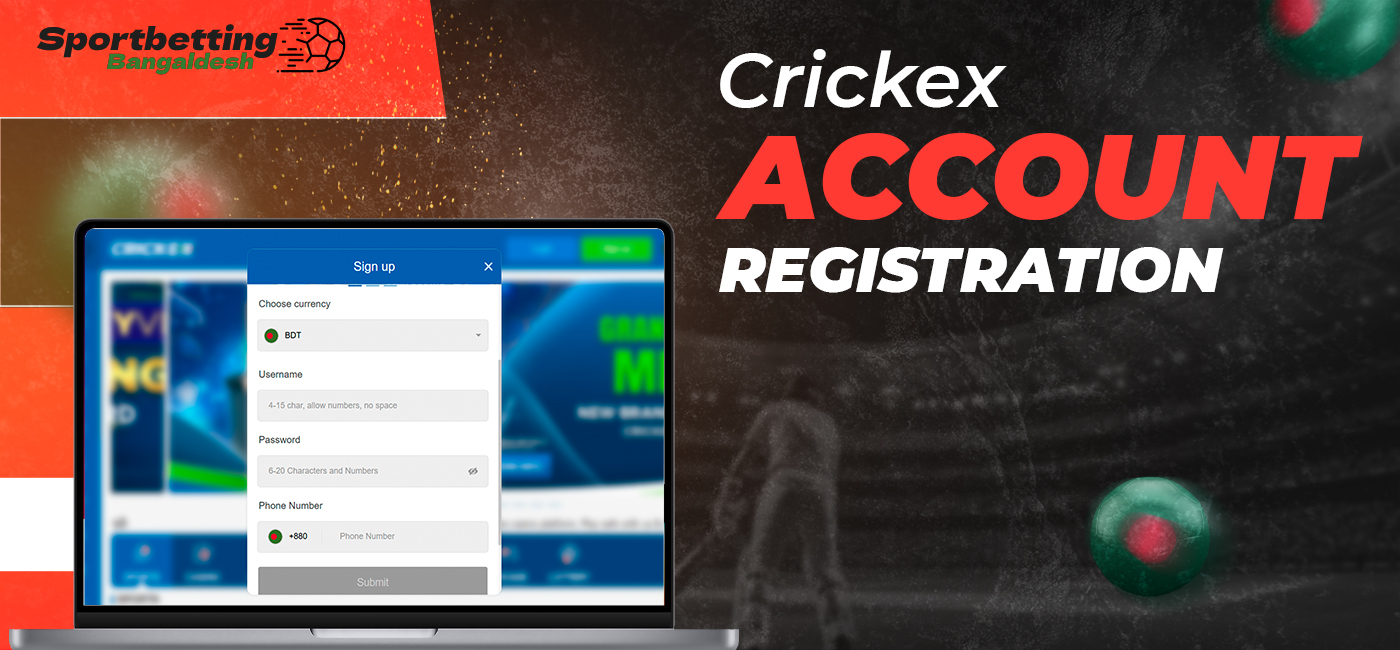 Step-by-step instructions on how to create a new account on the Crickex bookmaker website